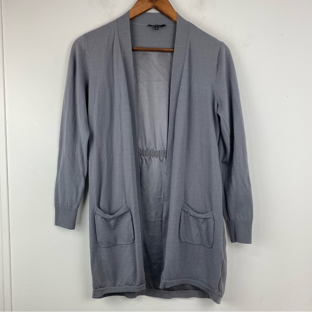 Lafayette 148 size Small Women’s Gray Wool Silk Lightweight Open Front Cardigan